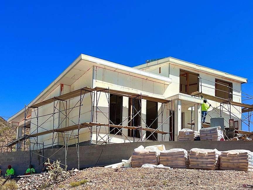 EPS foam panels set on a two-storey home